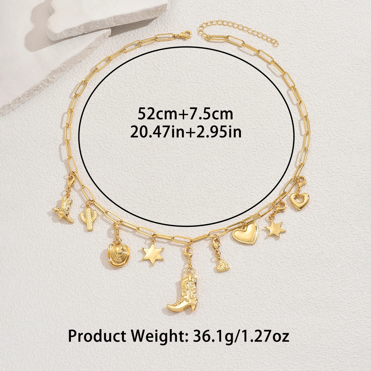 Collar con colgante de estrella y corazón geométrico mujer_voghion.com