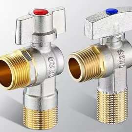铜快开大流量三角阀铜热水器角阀铜双出水大流量角阀