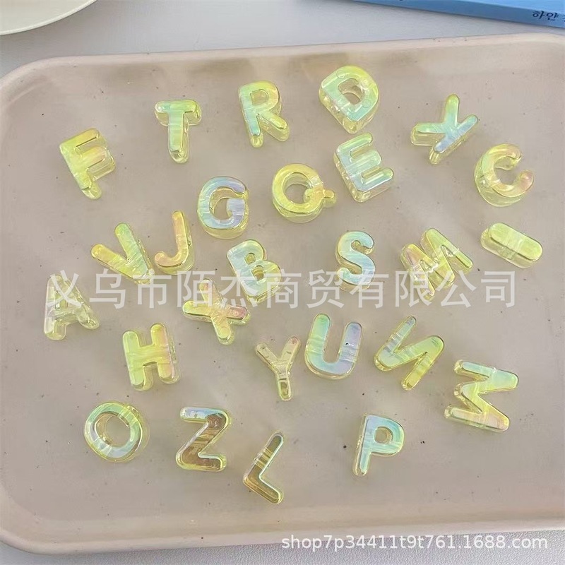 アクリル UV 高透明カラーメッキ大穴文字スルーホールビーズ携帯電話チェーンビーズ diy 手作りペンダントジュエリーアクセサリー|undefined