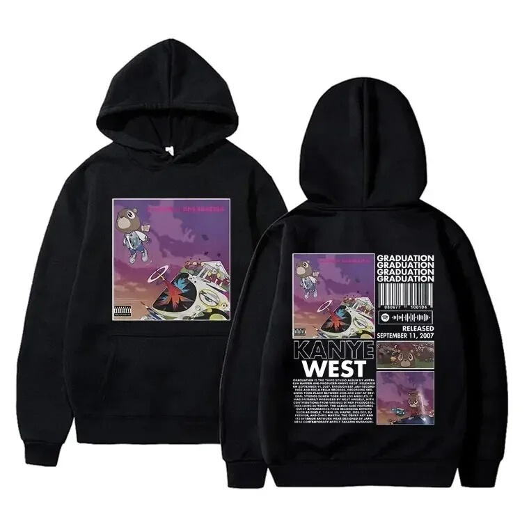 Rapper Kanye West Graduation Printed Hoodie Men's Cool Street Rapper Kanye West Graduation Printed Hoodie Men's Cool Street