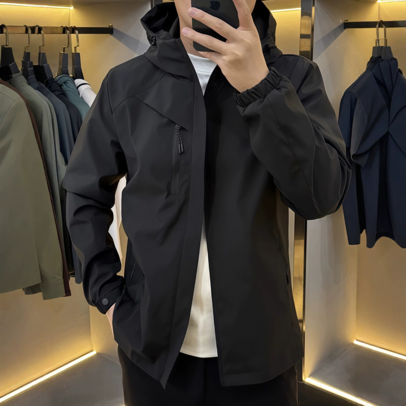 2026 Autumn/Winter Thickened Windbreaker Men's Outdoor Sports Versatile Hooded Jacket Zippered Business Casual Jacket 2026 Autumn/Winter Thickened Windbreaker Men's Outdoor Sports Versatile Hooded Jacket Zippered Business Casual Jacket