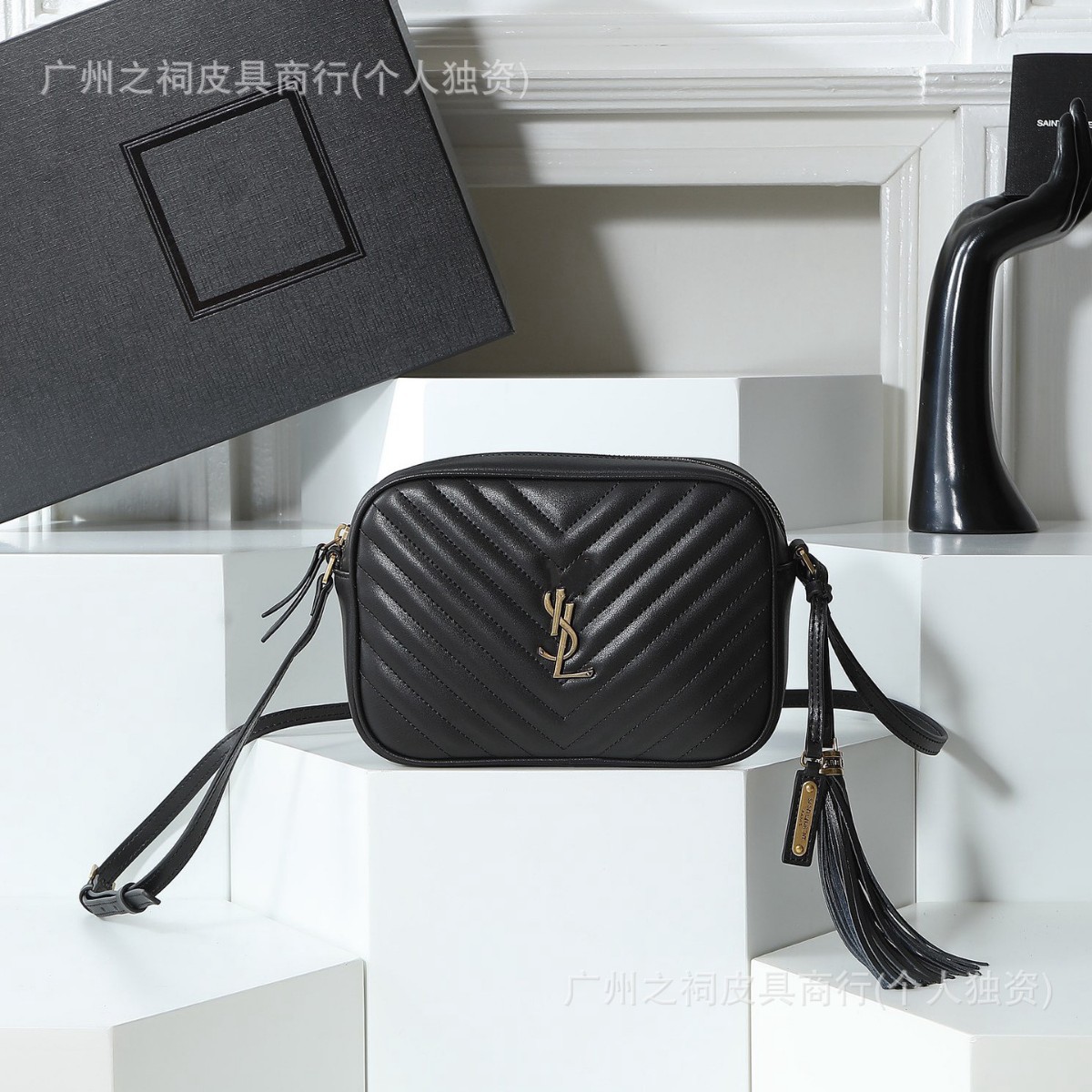 跨境直供杨树林Y家Lou流苏挂坠牛皮相机包单肩斜跨真皮女包带LOGO
