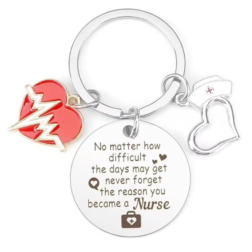 1 Piece Quantity Daily Occasion 201 Stainless Steel Material International Nurses Day Festival Modern Style Letter Heart Shape Syringe 201 Stainless Steel International Nurses Day Unisex Keychain