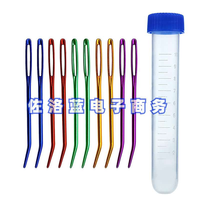 Aluminio grande-ojo curvado aguja mano costura aguja zurdo aguja de ojo grande aguja de coser aguja lana tejer herramienta