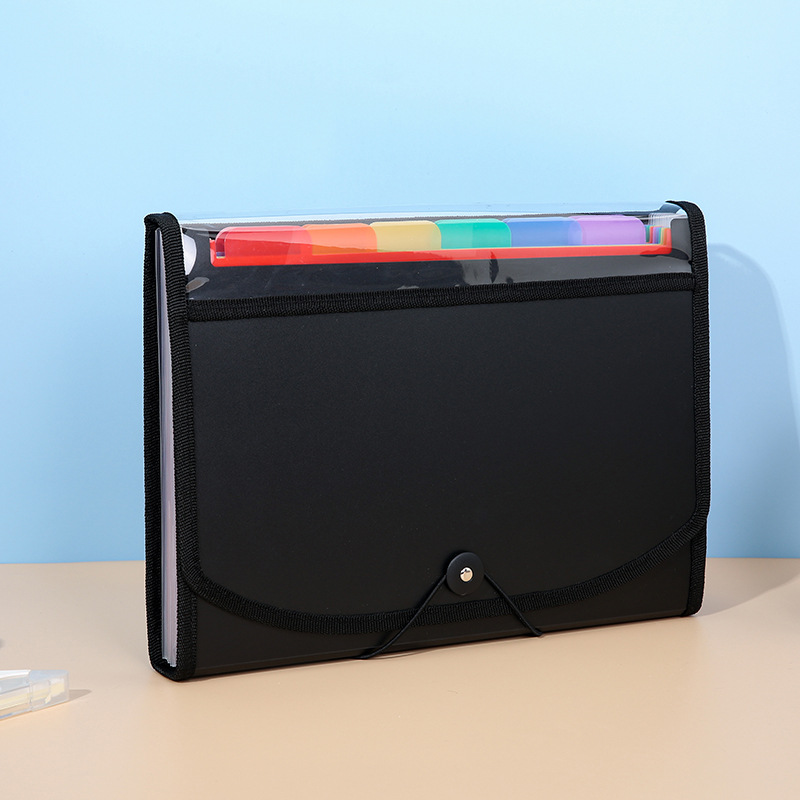 Cross-border PVC see-through accordion bag large capacity office document bag rainbow edged multi-layer classified folders wholesale