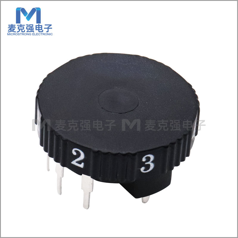 旋转式电位器WH28-5平顶B504 500K平顶黑色 直字白字1-6十档凸轮