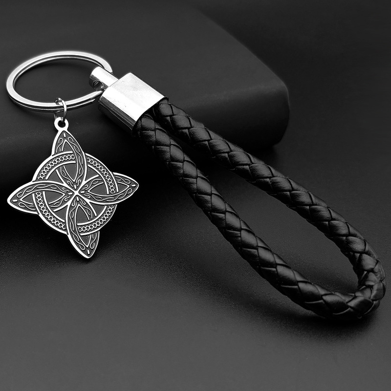 Cross-Border Temu Men's New Retro Viking Irish Celtic Knot Stainless Steel Keychain Slavic Pendant