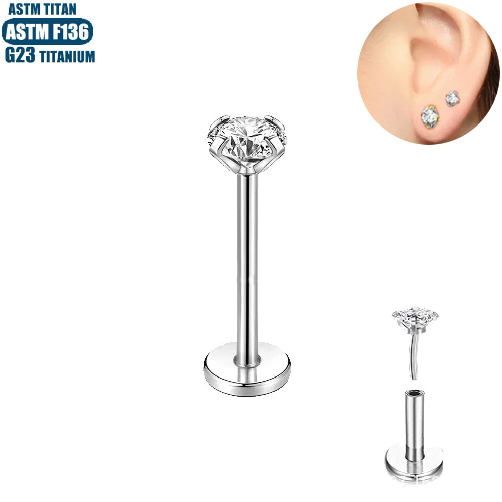 Labret stud lip piercing jewelry styling detail