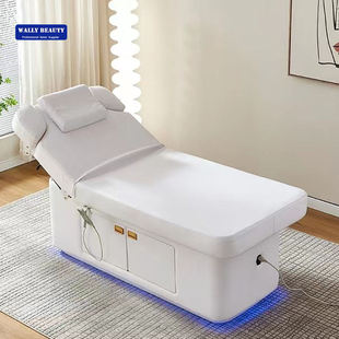 Export hot selling heated electric beauty massage bed with LED light constant temperature physiotherapy massage bed with locker