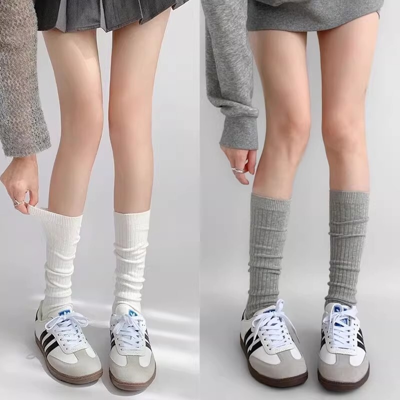 Spring and Autumn New Women's White Slimming Jk Vertical Striped American-Style Slouch Socks Ins Trendy Fashion Versatile Calf Socks