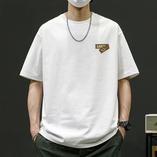 Summer Casual Short-Sleeved T-Shirt for Men 2025 New Heavyweight Simple Loose T-Shirt Men's Short-Sleeved Top