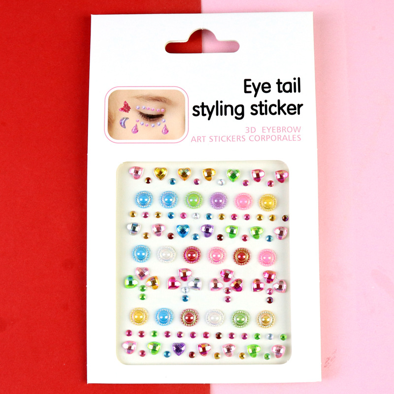 Transfronterizo AB diamantes coloridos joyas de maquillaje de ojos maquillaje facial pegatinas de diamante para niños espectáculo de escenario pegatinas faciales pegatinas de cristal perlas