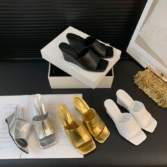 808-2~2024年夏季新款韓版方頭露趾坡跟涼拖鞋女外穿高跟涼鞋