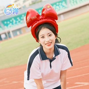 Duoyang student sports meeting dance supplies shopping mall activity layout gift aluminum film large bow headband balloon