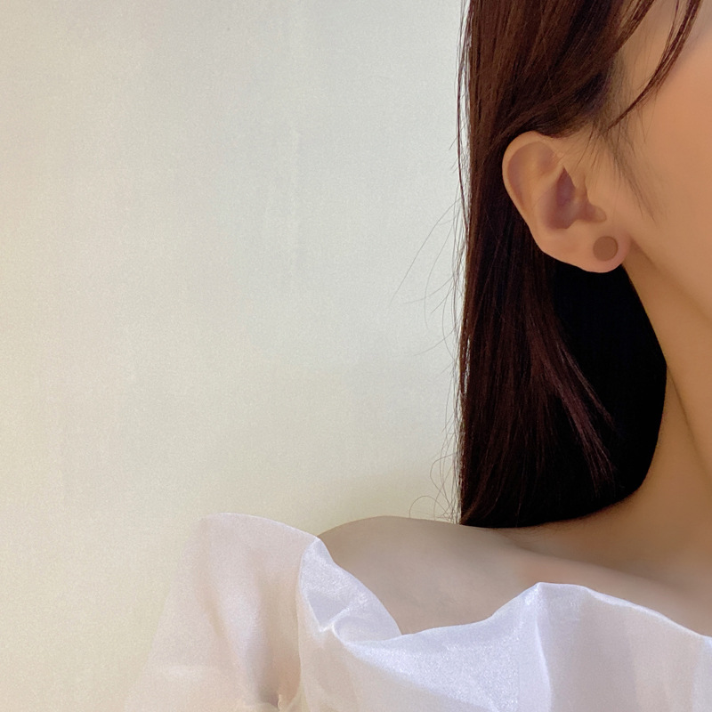 simple round mini paint spring and summer alloy stud earrings