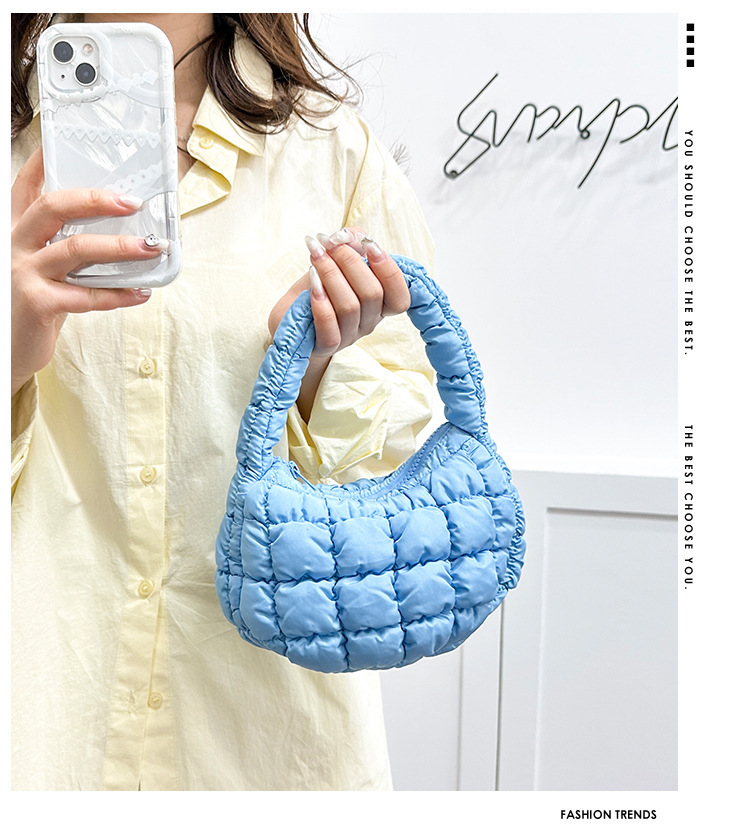 Cloud Bag New Wrinkled Dumpling Bag Puff Down Bag Versatile Lightweight Handheld Single Shoulder Underarm Women's Bag_voghion.com