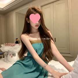一字领高级感露锁骨抹胸裙女6新甜撩御姐显身材气质度假A字裙图片