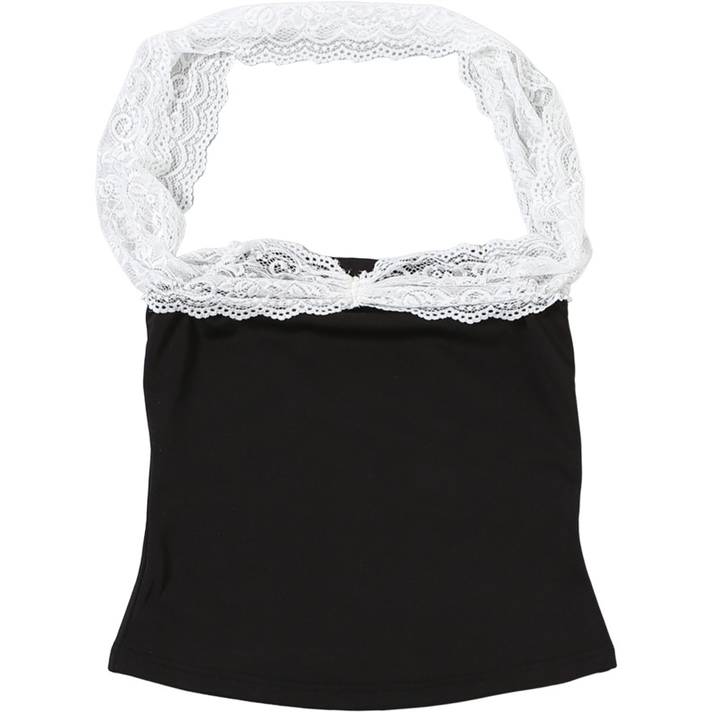 Women's Lace Patchwork Strapless Tank Top Slimming Vest Summer_voghion.com