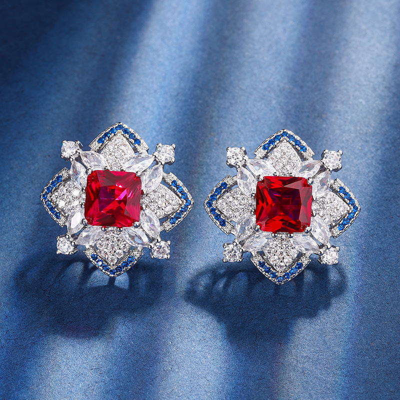 Zhuang sheng joyería cobre inferior chapado en oro joyería traje de simulación de color tesoro avanzado traje retro femenino 10*10-8*8