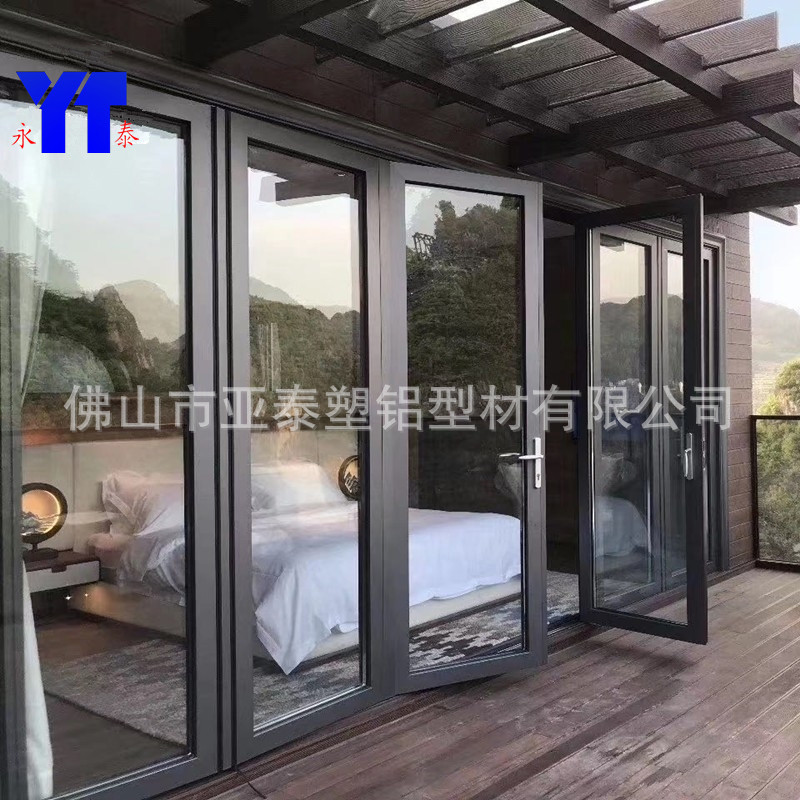 Glass folding door partition door with rail Australia living room balcony kitchen shop car wash shop aluminum alloy folding door