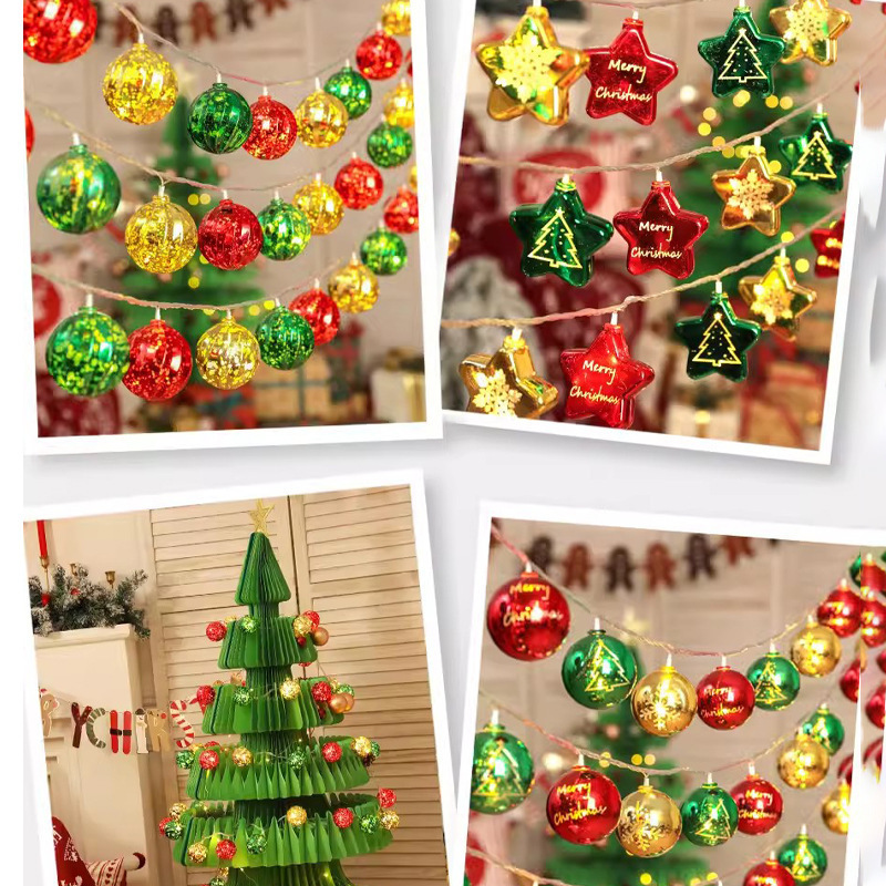String de luces de Navidad muñeco de nieve viejo hombre de Navidad decoración de la ventana de la tienda diseño de la escena de colgante creativo