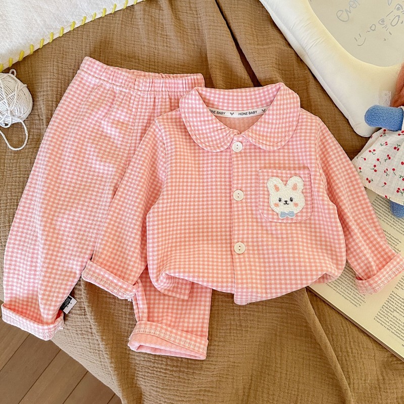 儿童睡衣秋男女童磨毛睡衣套中小童宝宝家居服两件套|undefined