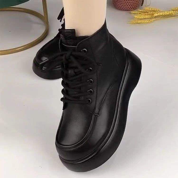 真软皮新款2025冬季棉靴加绒加厚马丁靴女软底防滑保暖防寒雪地靴