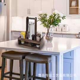 乡村桌面木制收纳架户外用餐烧烤调味品木质置物架餐具纸巾木质架