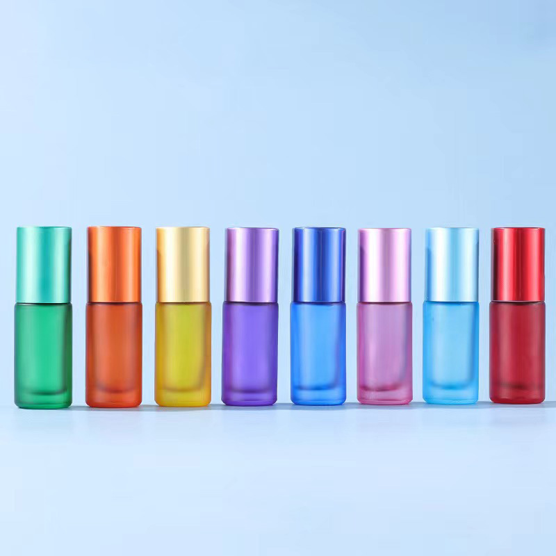 定制 5ml彩色电化铝盖滚珠瓶原液瓶精华液瓶精油瓶化妆品玻璃瓶