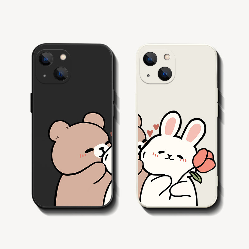For Mac 13Pro Mobile phone shell iPhone11 new pattern 12Pro lovers 14promax Little Bear xs Soft shell