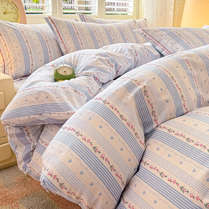 Cama de algodón fresca pequeña de cuatro piezas de algodón puro Xinjiang 2025 nueva funda de edredón sábana ropa de cama de tres piezas