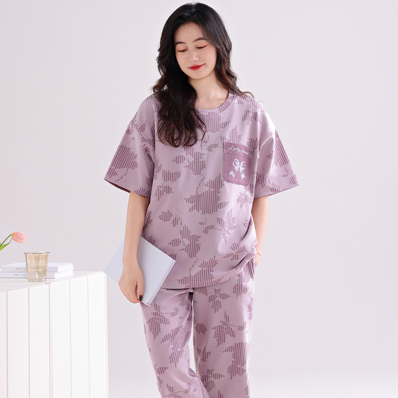Summer cotton pijama, thin top with cups, plus size