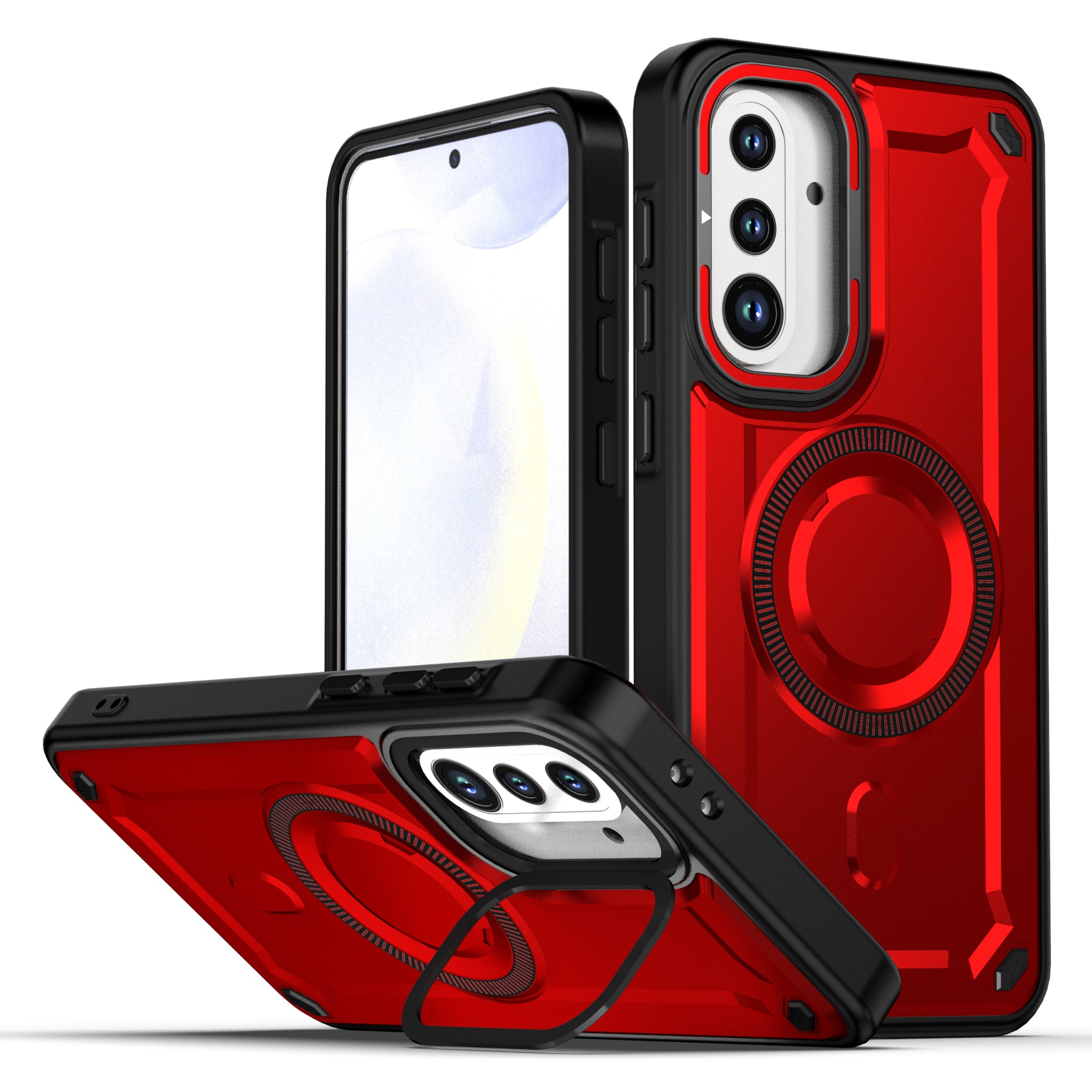 Adecuado para Samsung A56 Golden Armor Set Funda para teléfono móvil A36 Car Magnetic Anti-caída Funda protectora A26 dos en uno image 7
