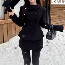 赫本风黑色西装连衣裙子女秋冬季2025新款小个子千金穿搭套装短裙
