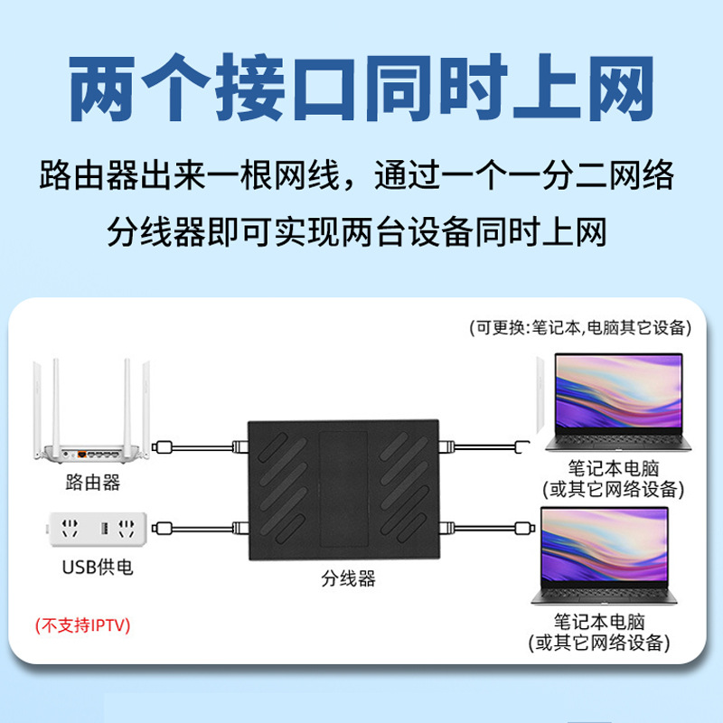 Rj45 100M network splitter network cable one to two converter network cable connector network adapter tee