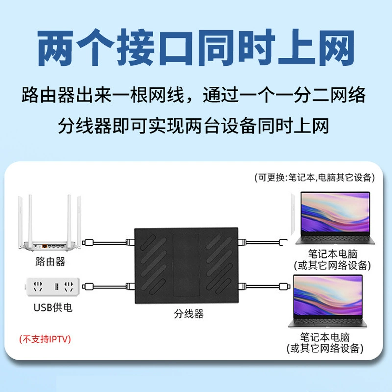 Rj45 100M network splitter network cable one to two converter network cable connector network adapter tee