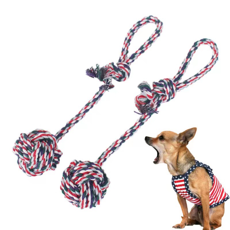 Juguete de cuerda de algodón para perros entrenamiento molar tiro de la mano bola colgante juguete de entrenamiento para perros resistente a mordeduras Corgi Teddy suministros para mascotas