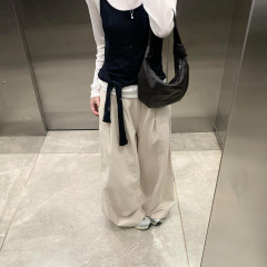 韩系慵懒风叠穿长袖针织t恤女早秋新款松弛感百搭背心上衣两件套