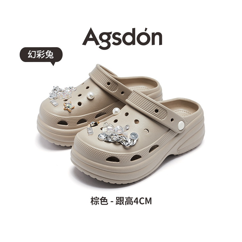 Sandalias Augusden Negras Perforadas para Mujer, Modelo 2026, Nuevas, de Verano, para Exteriores, con Suela Gruesa, Cómodas, a la Moda, para la Playa