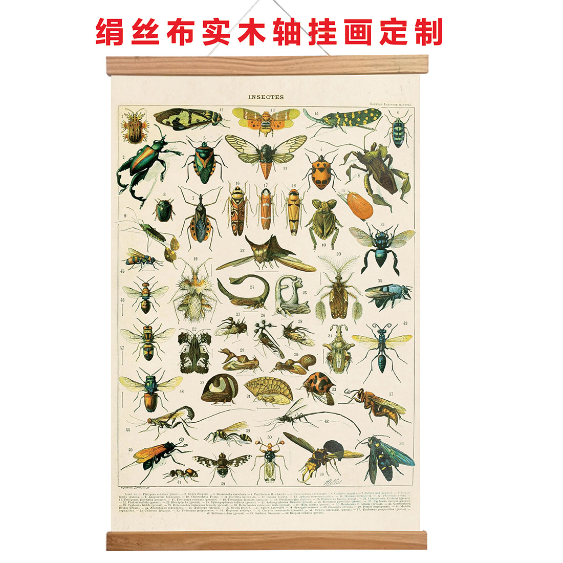 Cross-border foreign trade silk cloth solid wood shaft hanging painting cartoon simple style Custom Decorative hanging painting