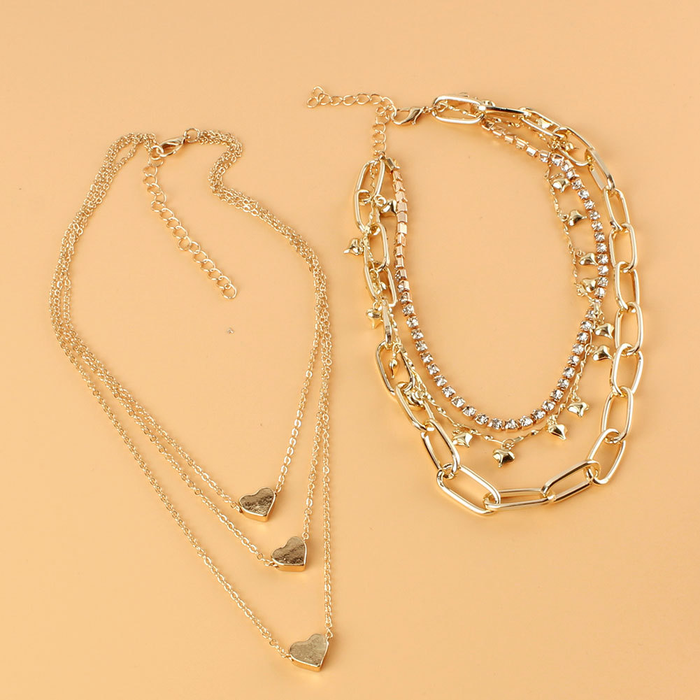 Collier En Forme De Coeur En Alliage De Chaîne Multicouche De Mode En Gros display picture 5