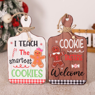 Mingguan Creative Christmas Gingerbread Man Wooden Plate Ornaments Christmas Decoration Wooden Biscuit Man Store Welcome Pendant