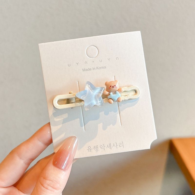 Coreana lateral frange clip de cabello de la frente de mujer sensación avanzada 2025 nuevo toque de dopamina clip de boca de pato