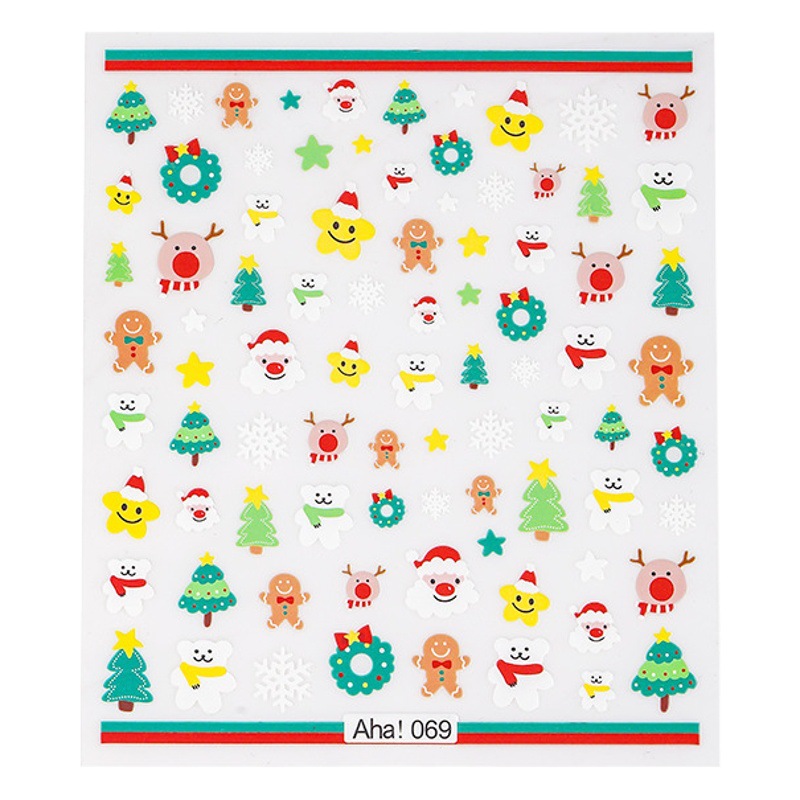 Pegatinas de uñas en relieve Navidad muñeco de nieve copo de nieve Santa Claus 3D tridimensional Internet celebridad pegamento de uñas parche decorativo al por mayor