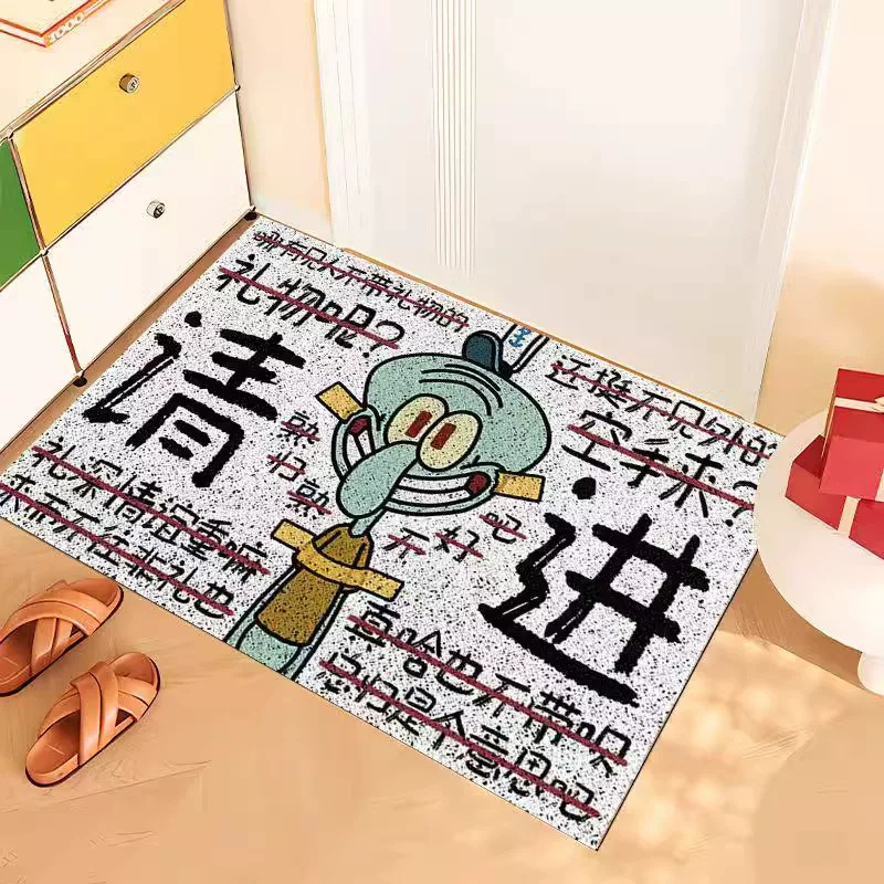 Cartoon Squidward door mat, durable and easy to clean, made of PVC loop pile, can be cut to size, suitable for outdoor use as a mud and dirt scraper Cartoon Squidward door mat, durable and easy to clean, made of PVC loop pile, can be cut to size, suitable for outdoor use as a mud and dirt scraper
