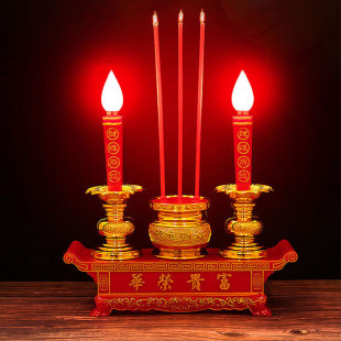 Fugui Ronghua electric candle electronic candle holder tungsten lamp supply table LED integrated electronic censer battery supply