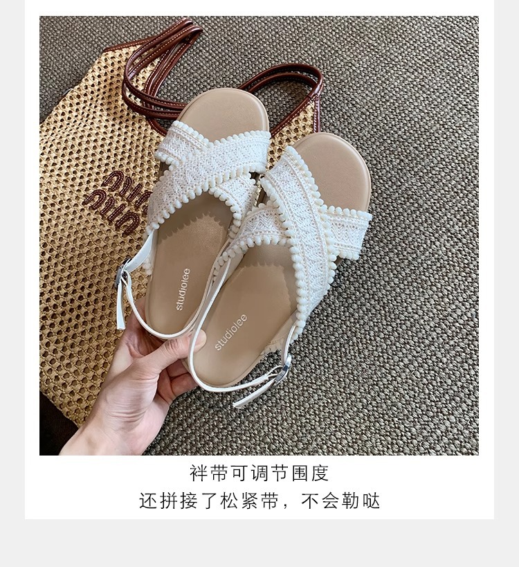 Dos versiones de sandalias planas de Grape Mom ~ Sandalias y pantuflas de punta abierta tejidas cruzadas estilo vacaciones verano femenino