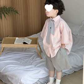 男童短袖衬衫套装潮帅气时髦2026新款儿童夏装男孩夏季童装洋气