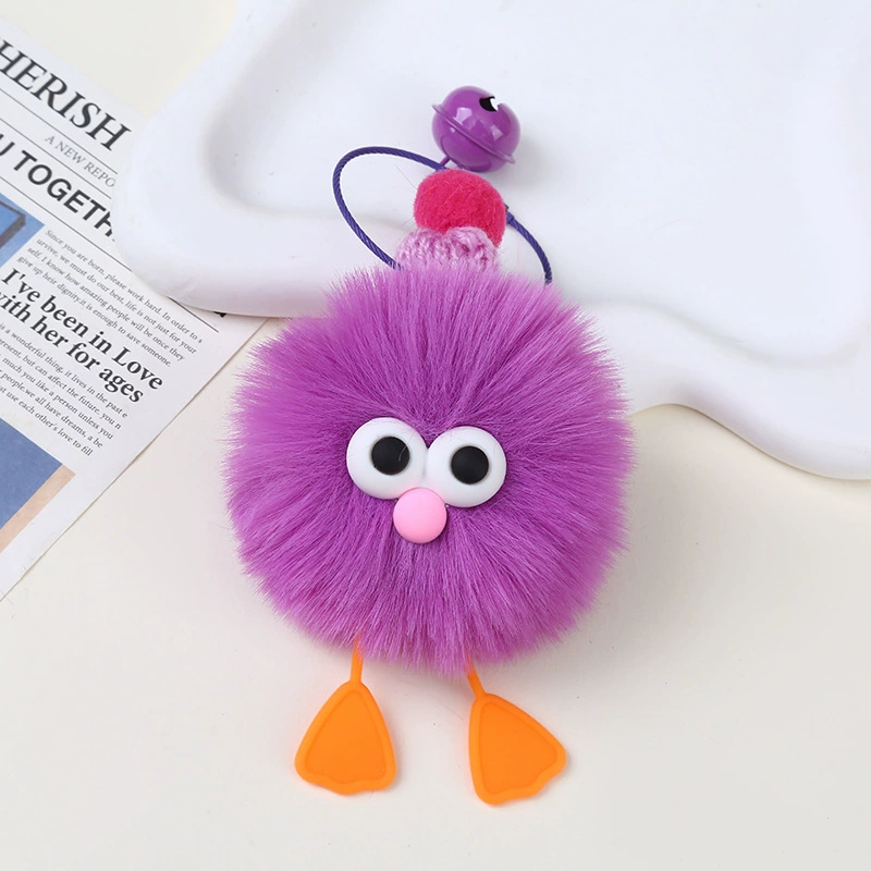 Assortiment semi-finis d’accessoires DIY boule peluche imitation fourrure cartoon créative pour pendentif porte-clés
