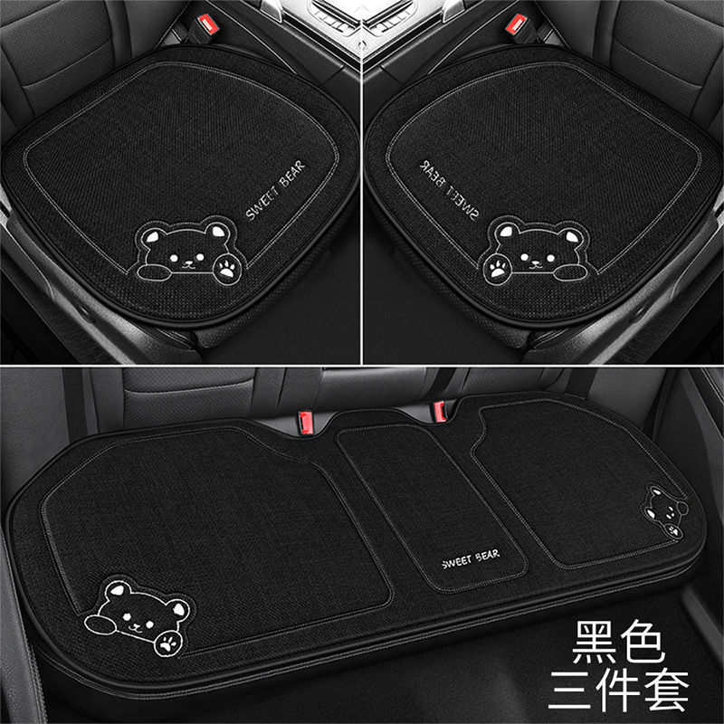 オールシーズン対応のカーシートクッション、車の運転席クッション、リネン漫画リアシートクッション、女性用ワンピースシートカバー|undefined